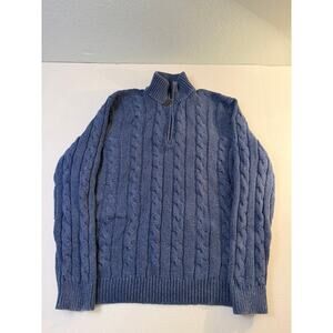 Polo Ralph Lauren Cable Knit Quarter Zip Sweater Green 100% Tussah Silk Men’s XL